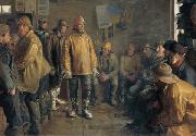 Michael Ancher In the grocery store on a winter day when there is no fishing china oil painting artist